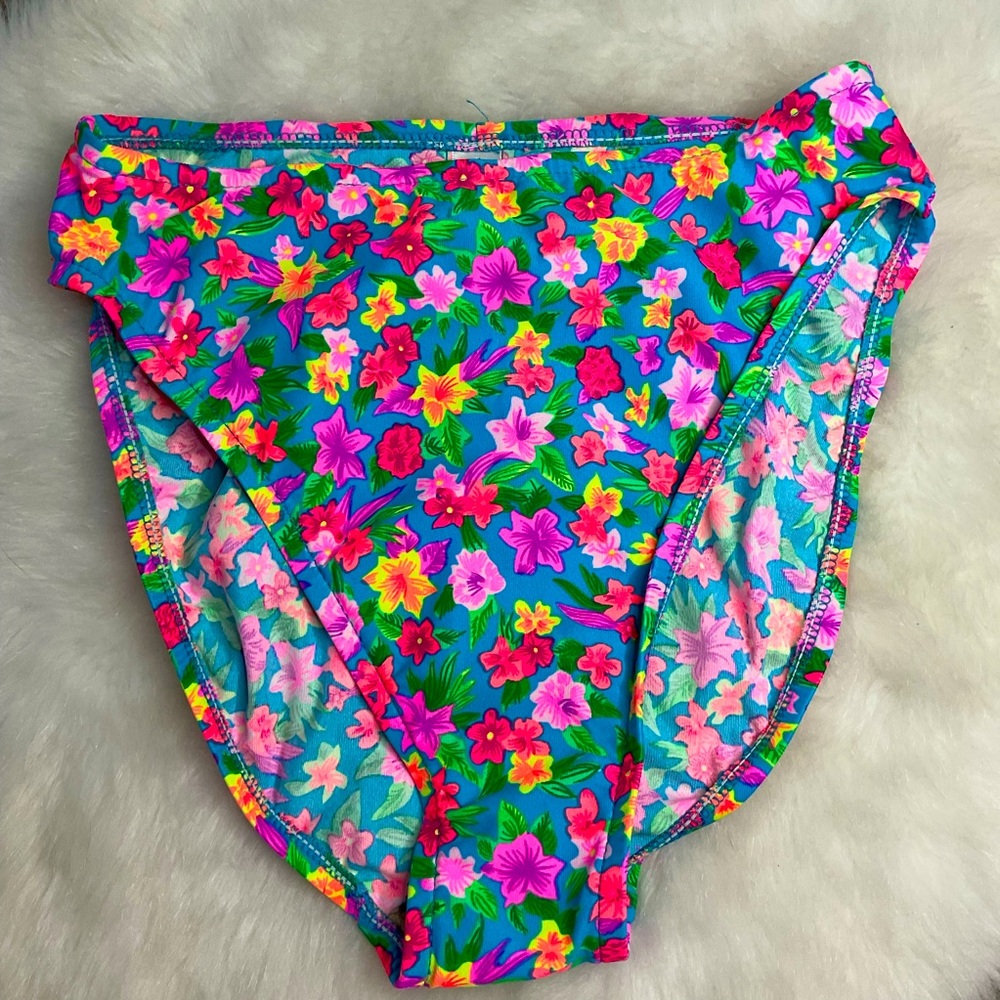 Victorias Secret pink orange floral High Waisted Swimsuit bikini Bottom